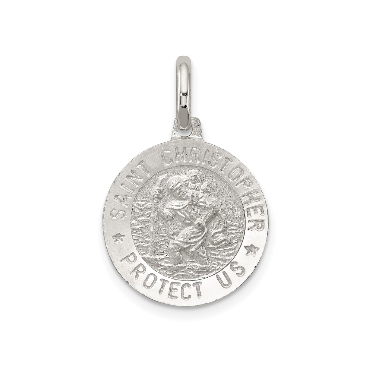 Sterling Silver Saint Christopher Medal Pendant, Travel Protection Religious Jewelry
