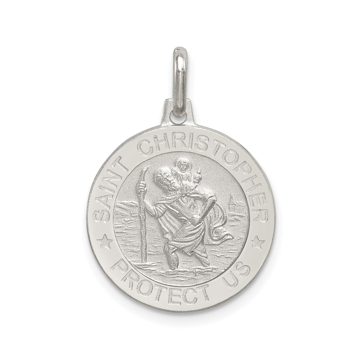 Sterling Silver Saint Christopher Medal Pendant, Travel Protection Religious Charm