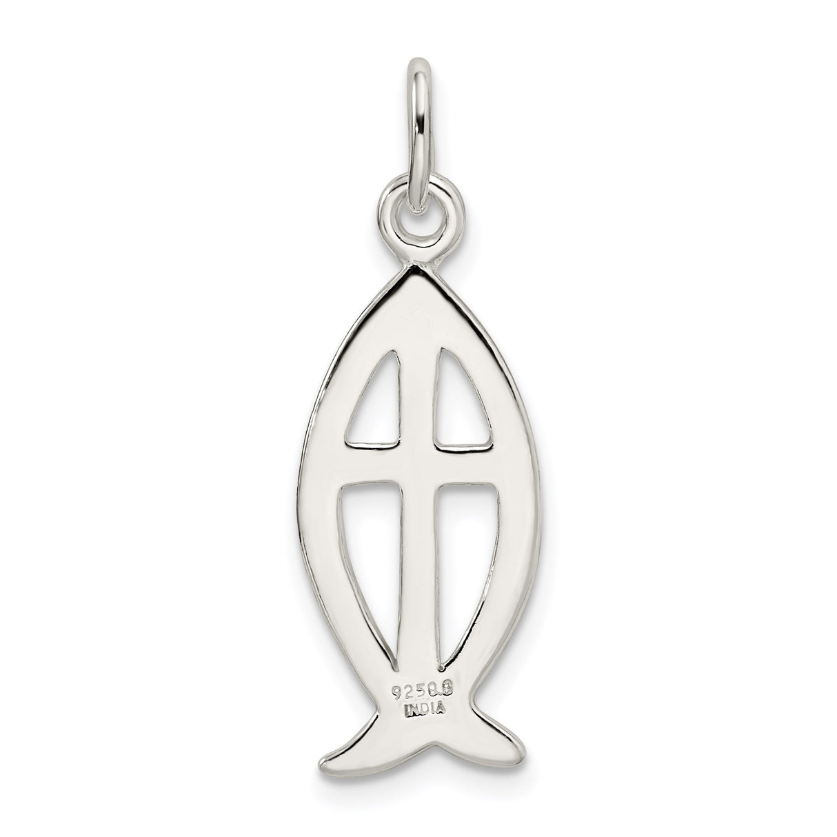 Sterling Silver Cross Pendant with Ichthus Fish Symbol, Religious Christian Jewelry for Men and Women