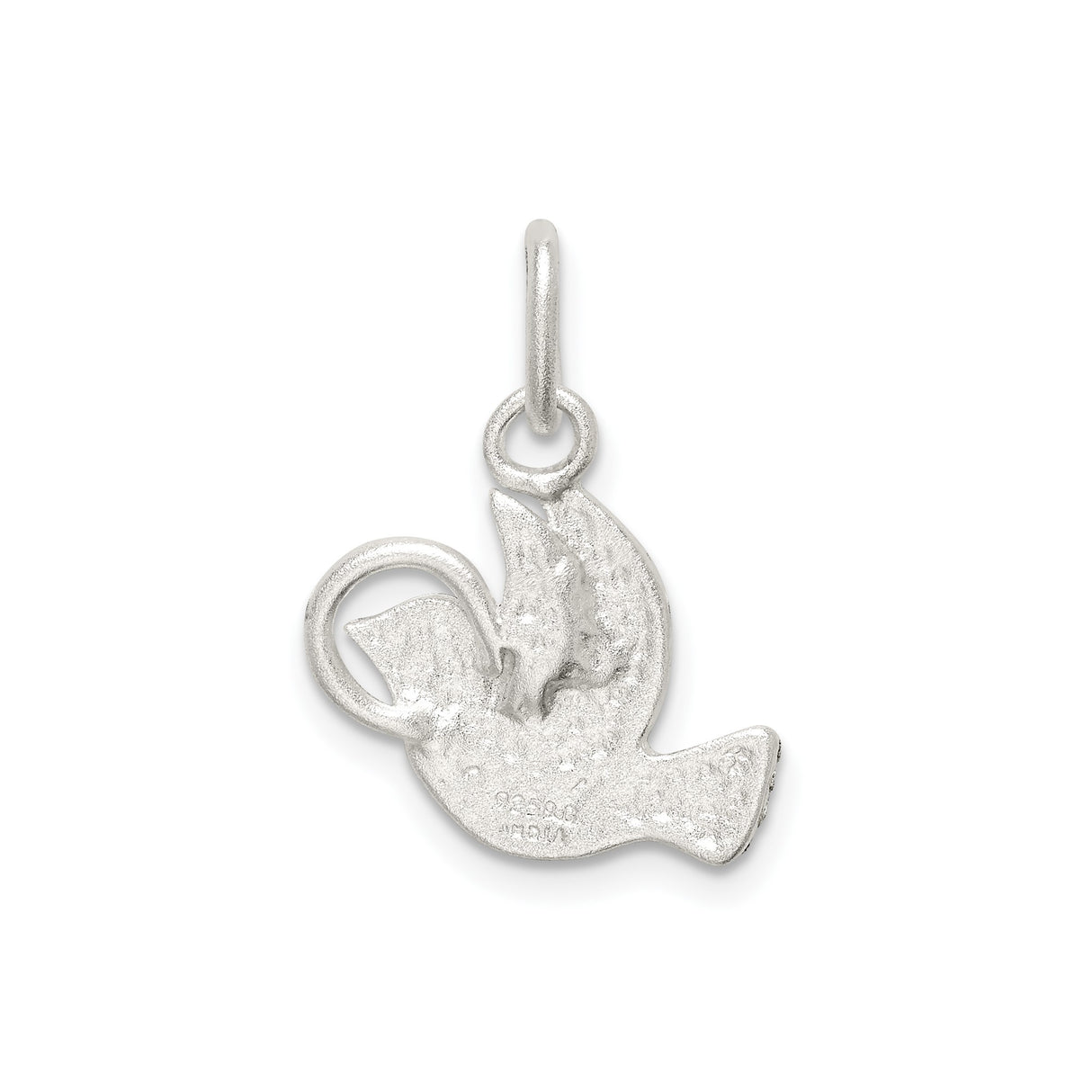 Sterling Silver Dove Pendant with Matte and Polished Wing Detail, Religious Christian Jewelry