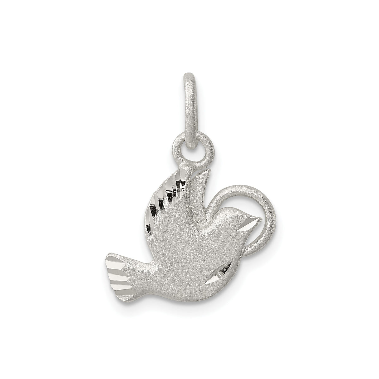 Sterling Silver Dove Pendant with Matte and Polished Wing Detail, Religious Christian Jewelry