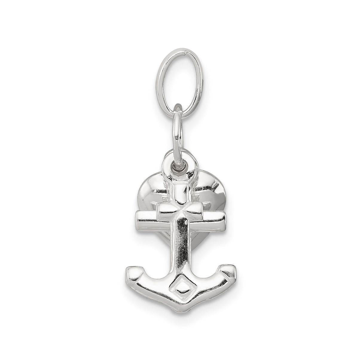 Sterling Silver Charm Pendant with Cross, Heart, and Anchor Symbols of Faith, Hope, and Love