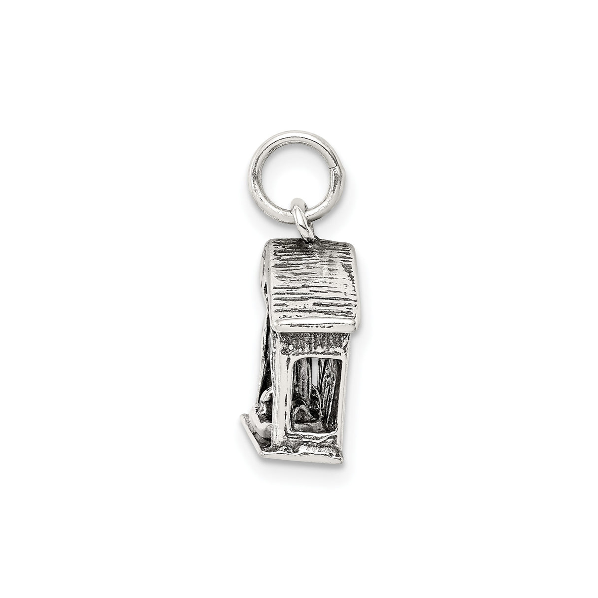 Sterling Silver Nativity Scene Pendant with Mary, Joseph, and Baby Jesus in Stable