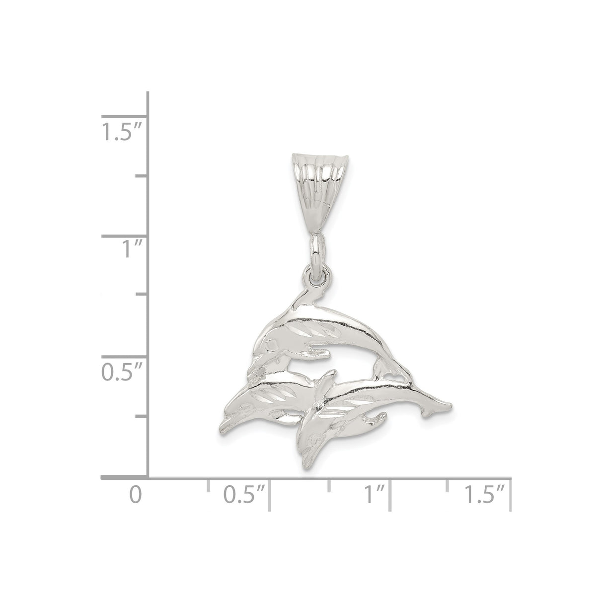 Sterling Silver Dolphin Pendant with Three Dolphins, Nautical Ocean Theme