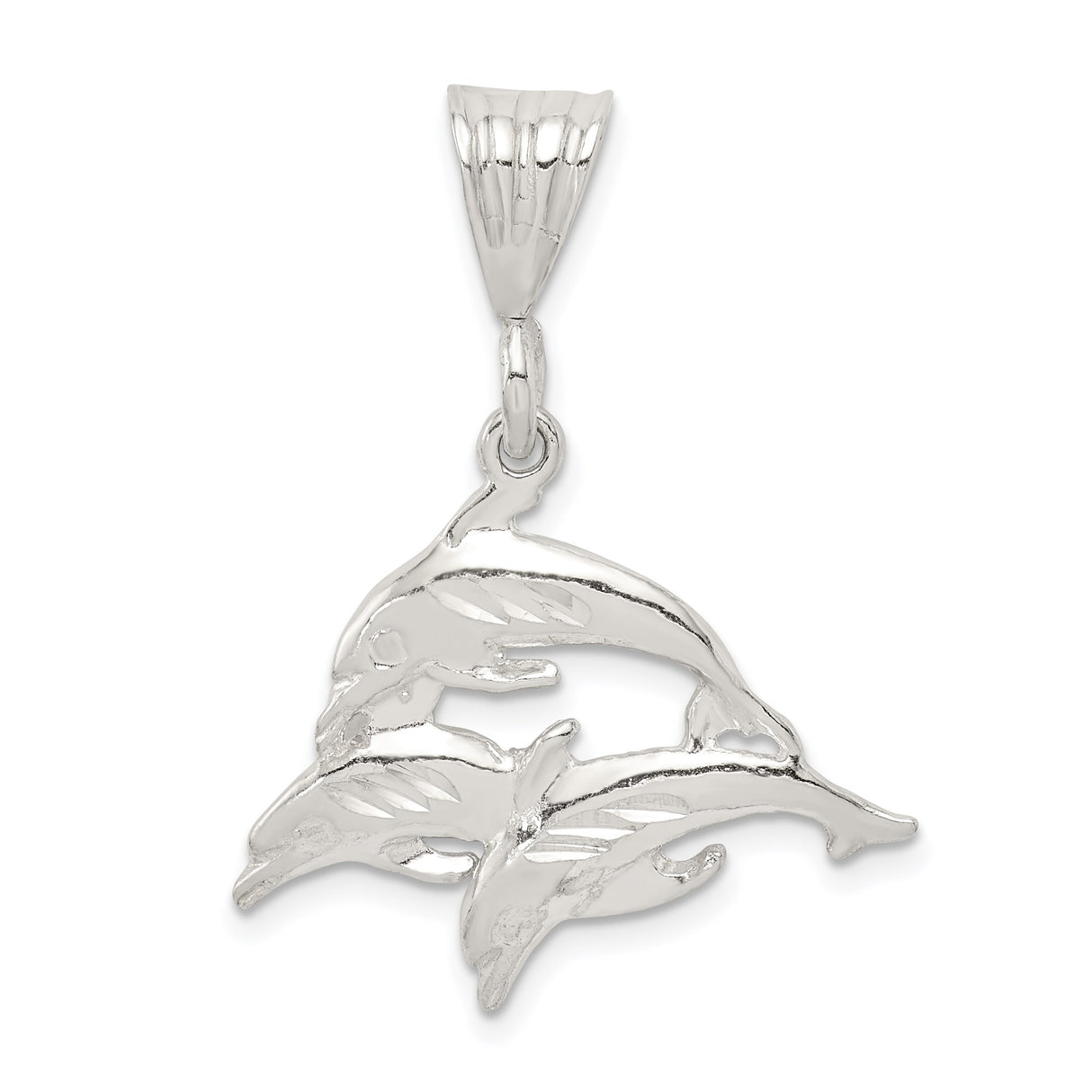 Sterling Silver Dolphin Pendant with Three Dolphins, Nautical Ocean Theme