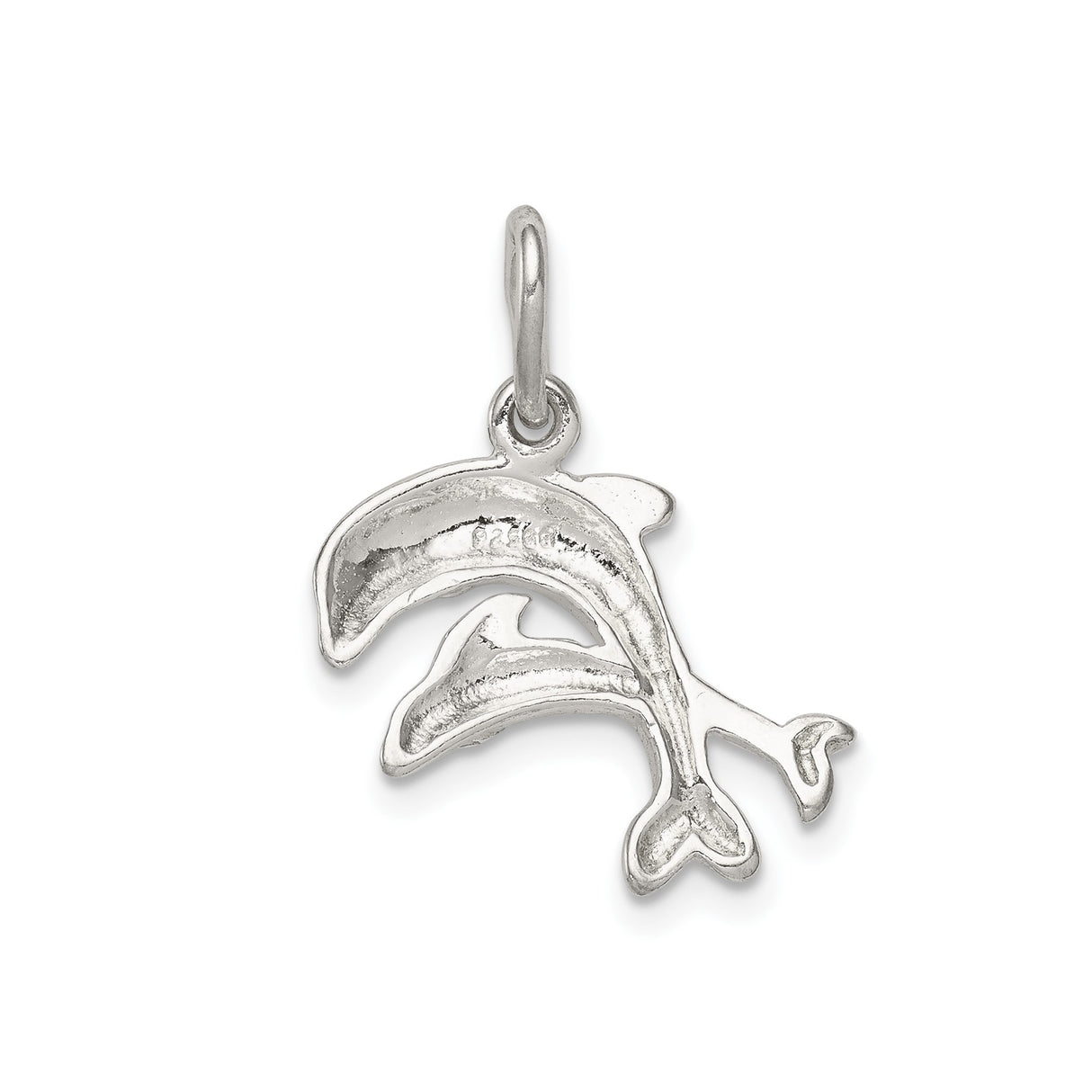 Sterling Silver Dolphin Pendant with Two Jumping Dolphins, Ocean Theme Charm Jewelry