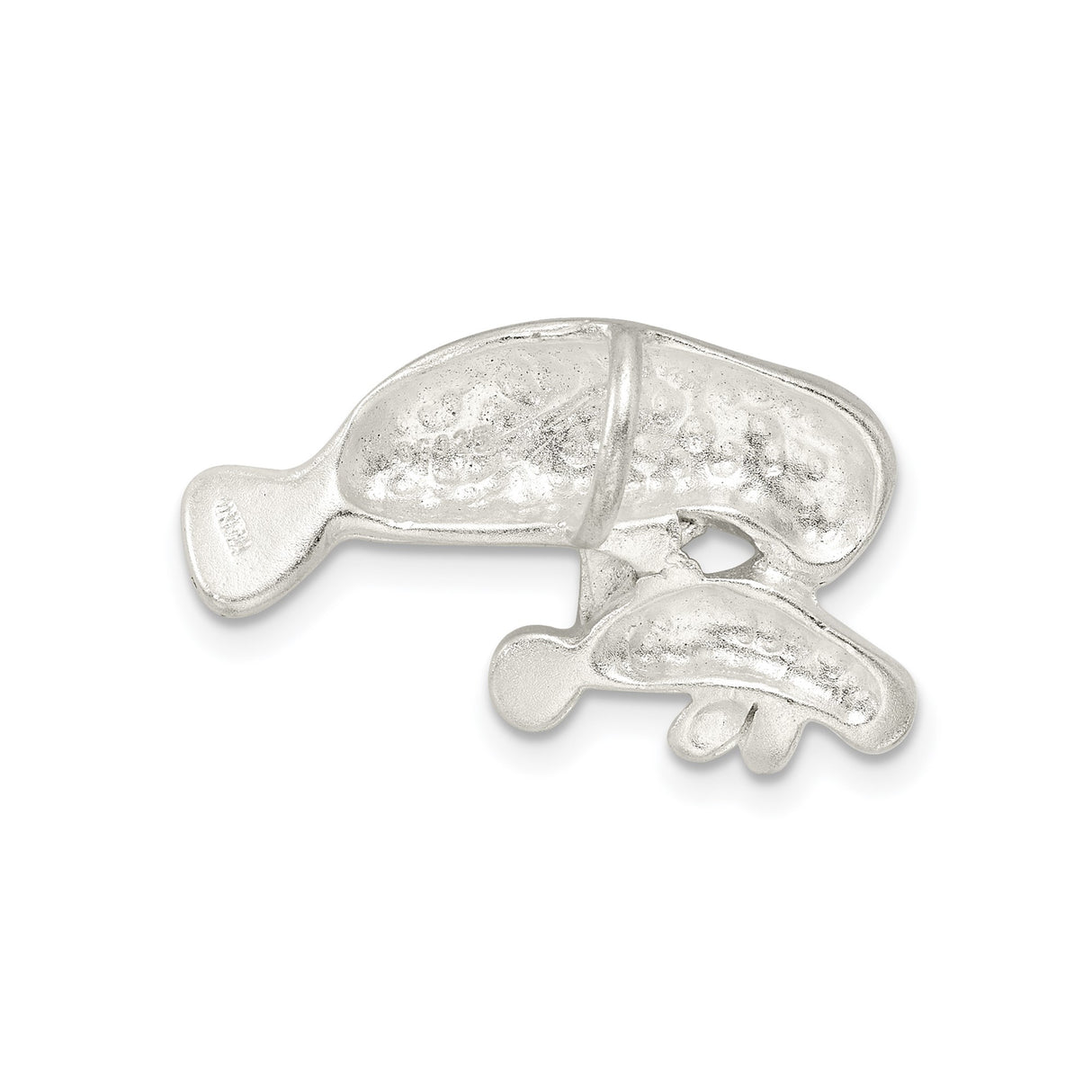 Sterling Silver Manatee and Calf Pendant, Ocean Life Jewelry, Marine Animal Theme