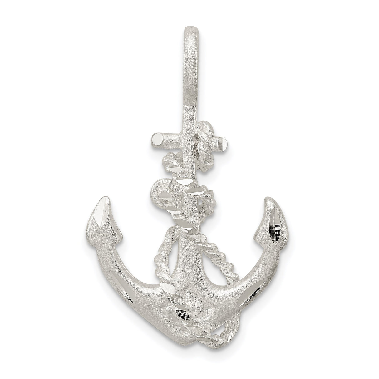 Sterling Silver Anchor Pendant with Twisted Rope Design, Nautical Symbol for Men and Unisex