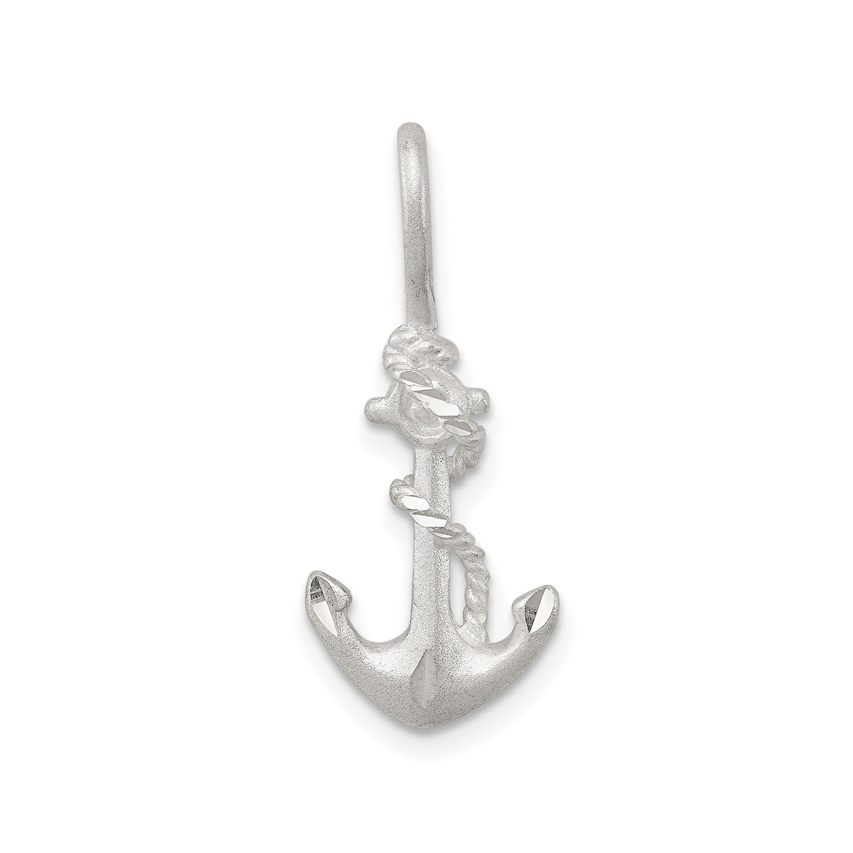 Sterling Silver Anchor Pendant with Rope Detail, Nautical Symbol of Strength and Hope