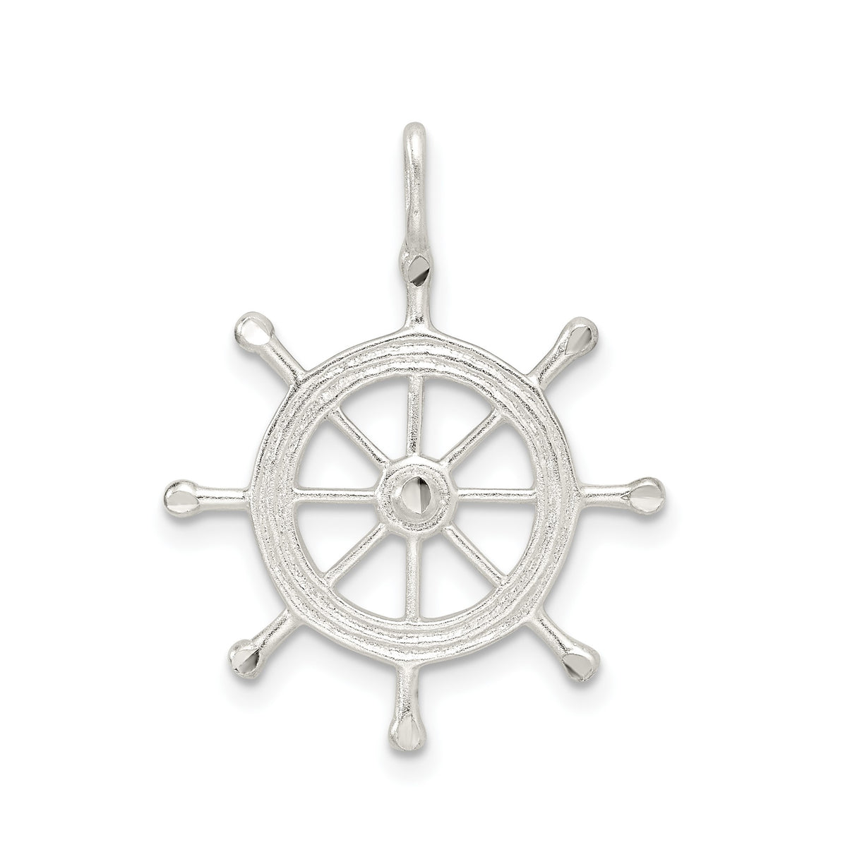 Sterling Silver Pendant with Nautical Ship Wheel Helm Design, Maritime Theme for Men and Women