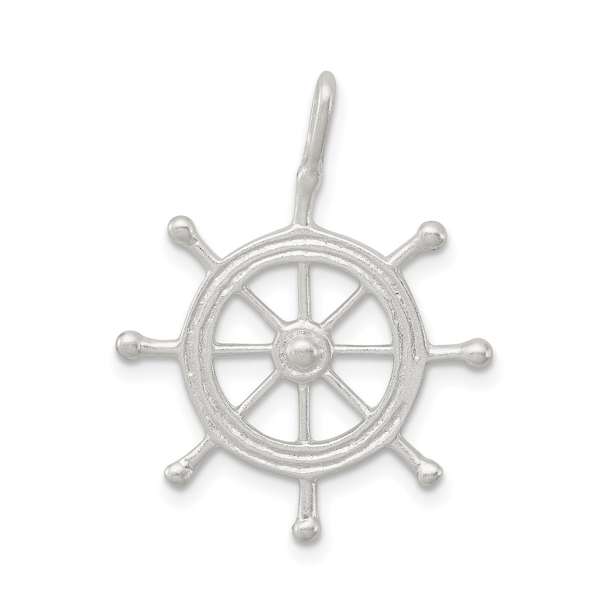 Sterling Silver Pendant with Nautical Ship Wheel Helm Design, Maritime Theme for Men and Women