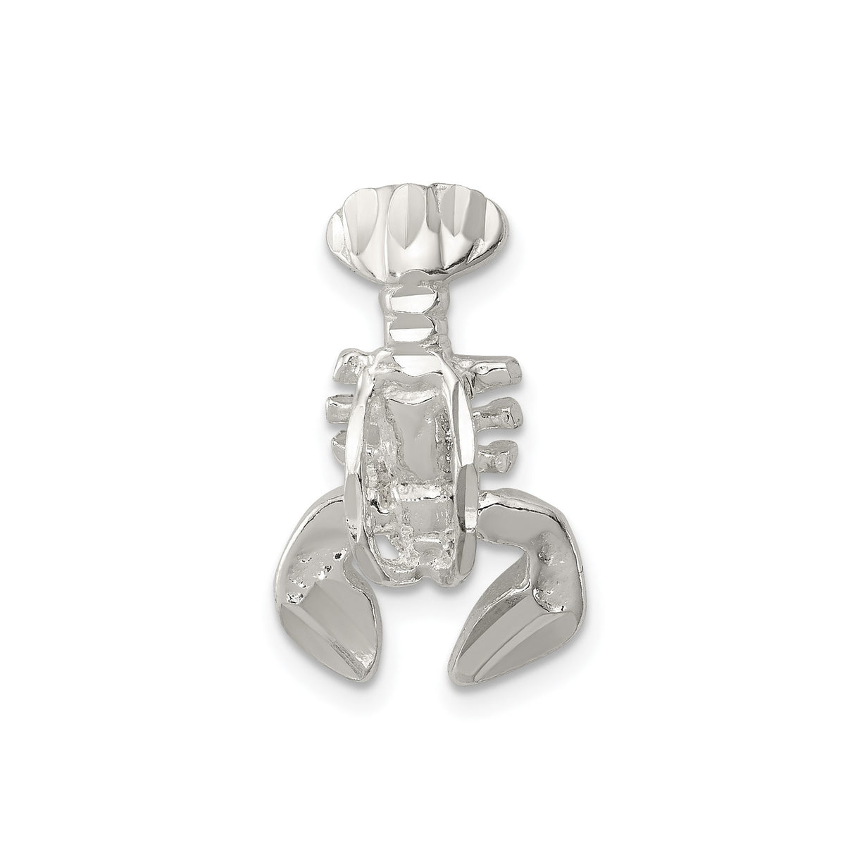 Sterling Silver Lobster Charm Pendant, Detailed Ocean Animal Coastal Jewelry