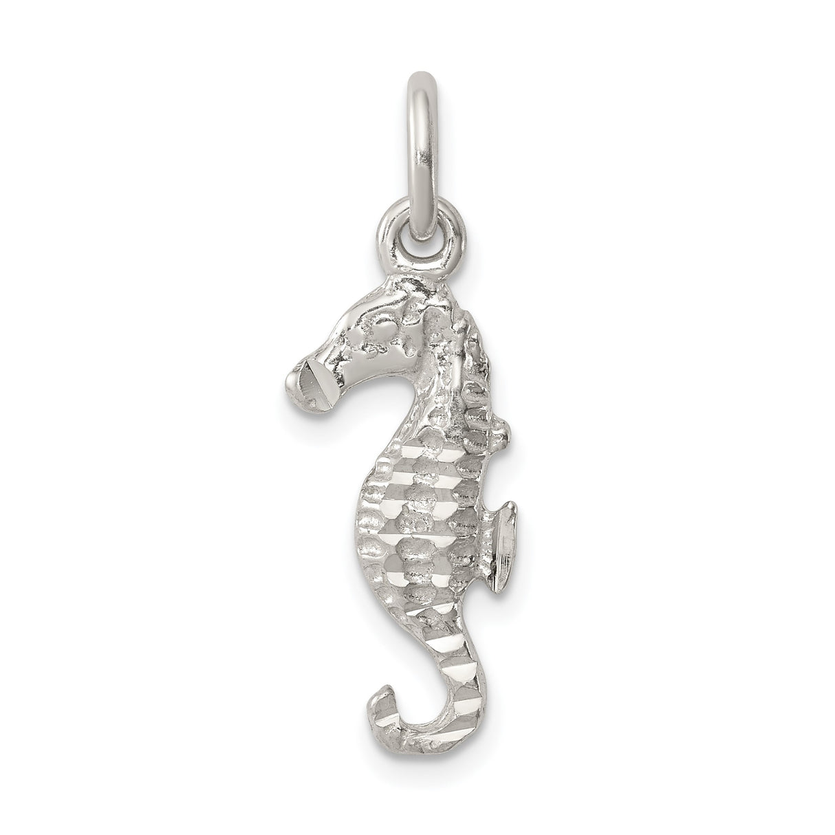 Sterling Silver Seahorse Pendant, Textured Marine Animal Design, Nautical Ocean Theme Jewelry