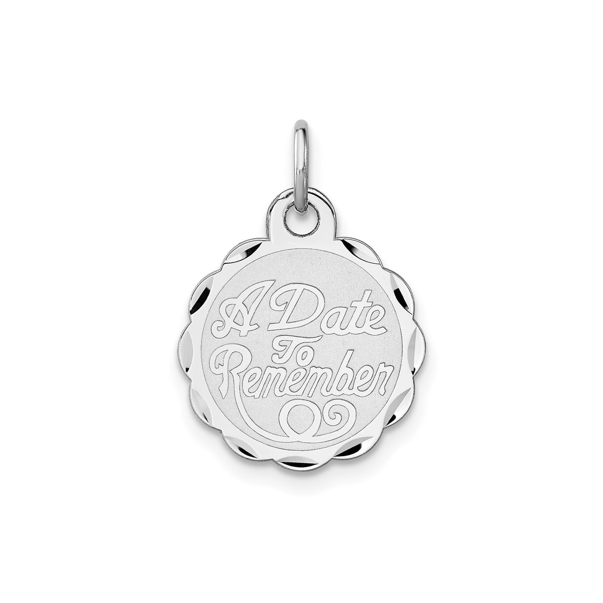 Sterling Silver Pendant Charm with Date to Remember Script, Commemorative Disc Jewelry