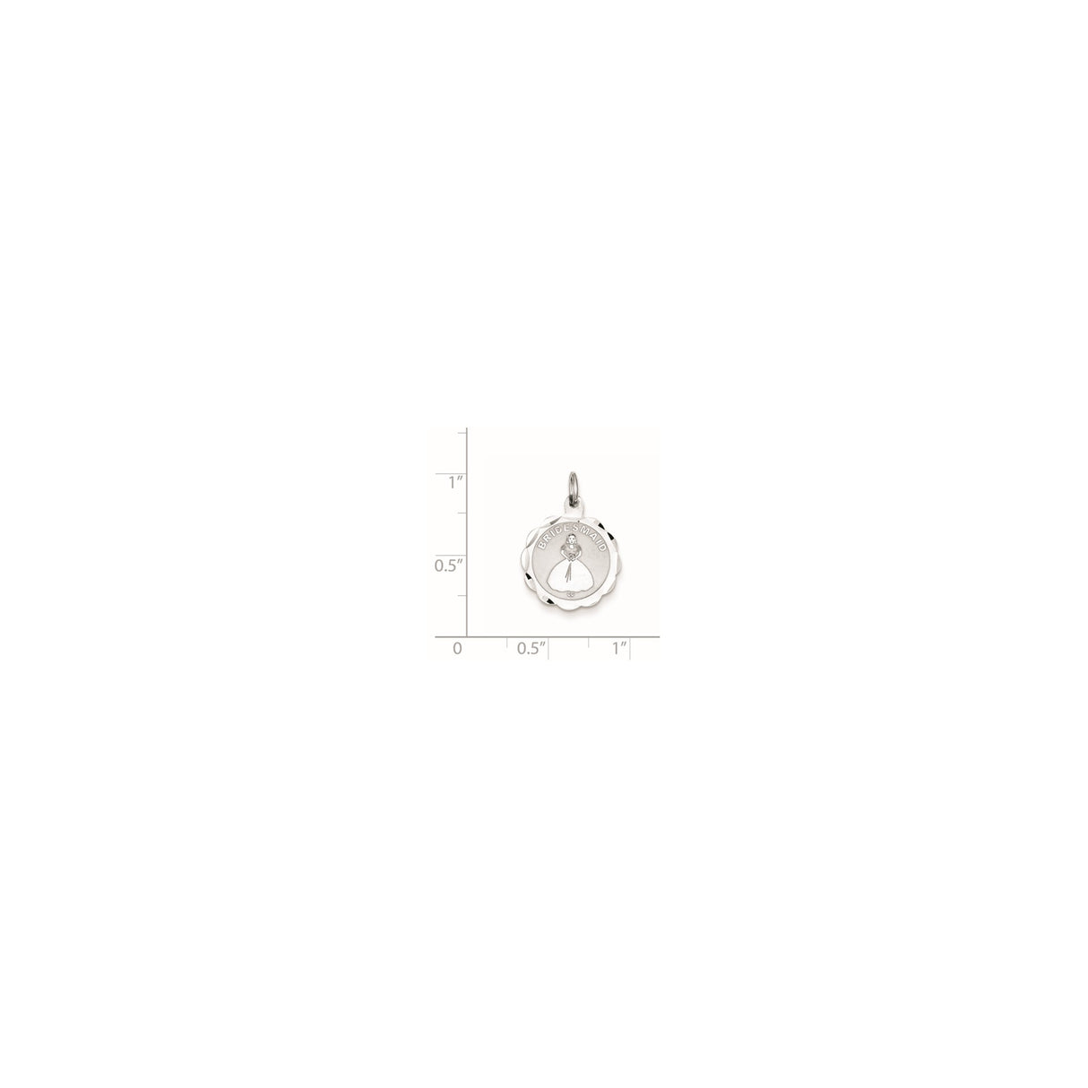 Sterling Silver Pendant with Bridesmaid Gown Design, Bridal Party Keepsake Charm for Women
