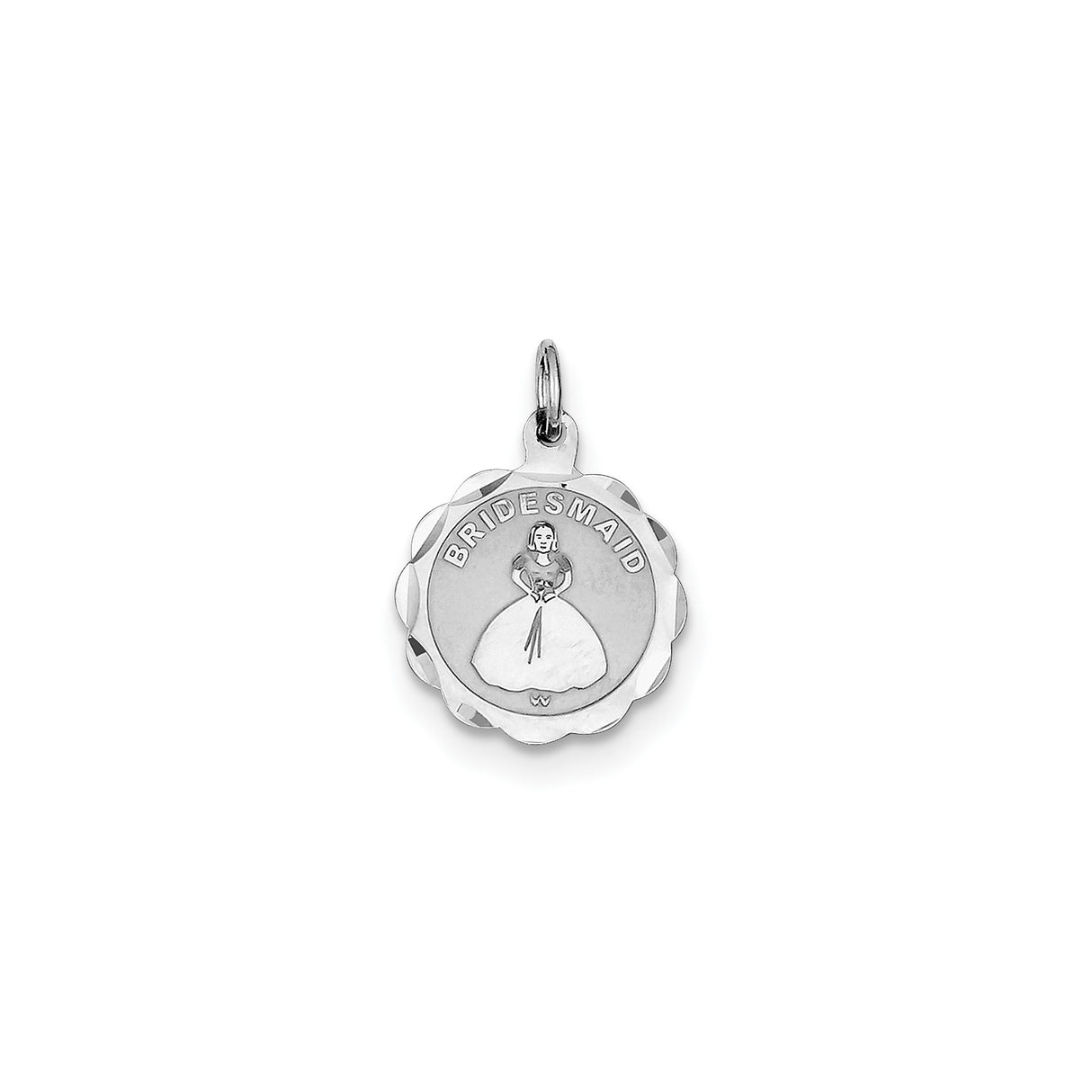 Sterling Silver Pendant with Bridesmaid Gown Design, Bridal Party Keepsake Charm for Women