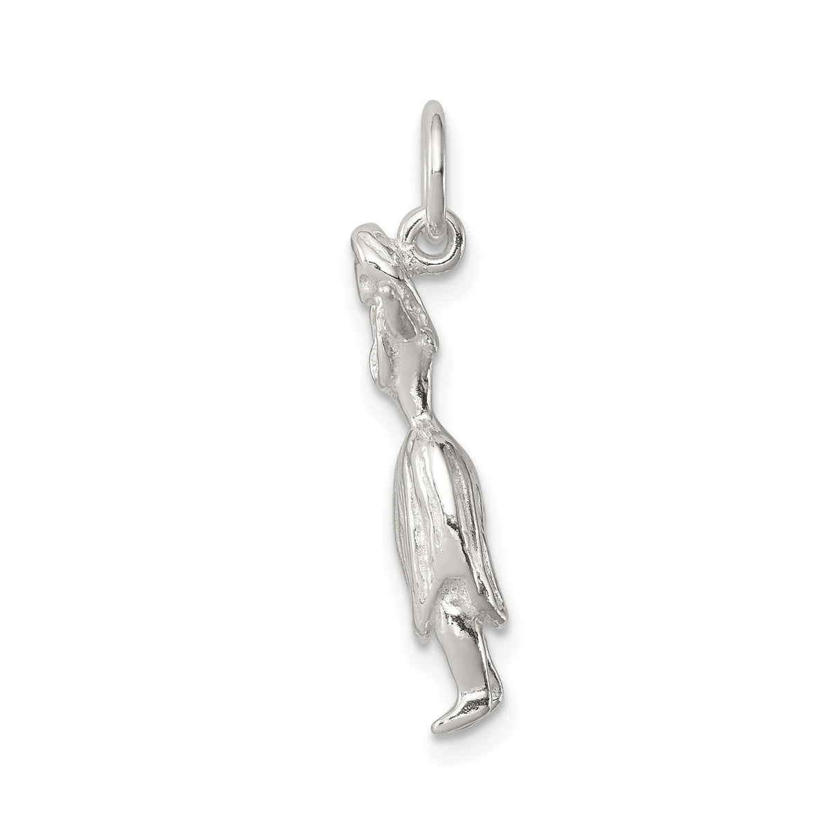 Sterling Silver Hula Dancer Pendant, Island Skirt Charm, Hawaiian Beach Vacation Style