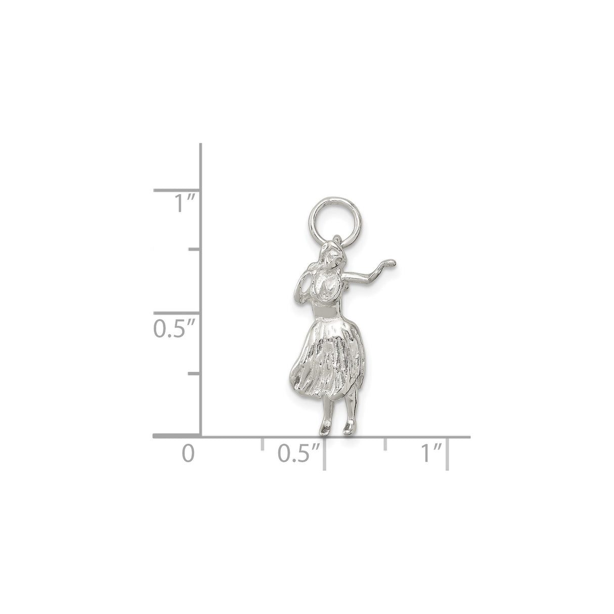 Sterling Silver Hula Dancer Pendant, Island Skirt Charm, Hawaiian Beach Vacation Style