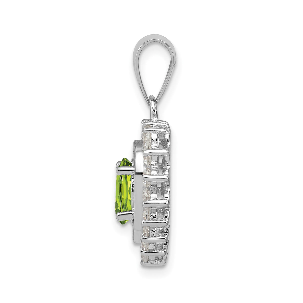 Sterling Silver Heart Pendant with Peridot and Cubic Zirconia Accents, Romantic August Birthstone Jewelry