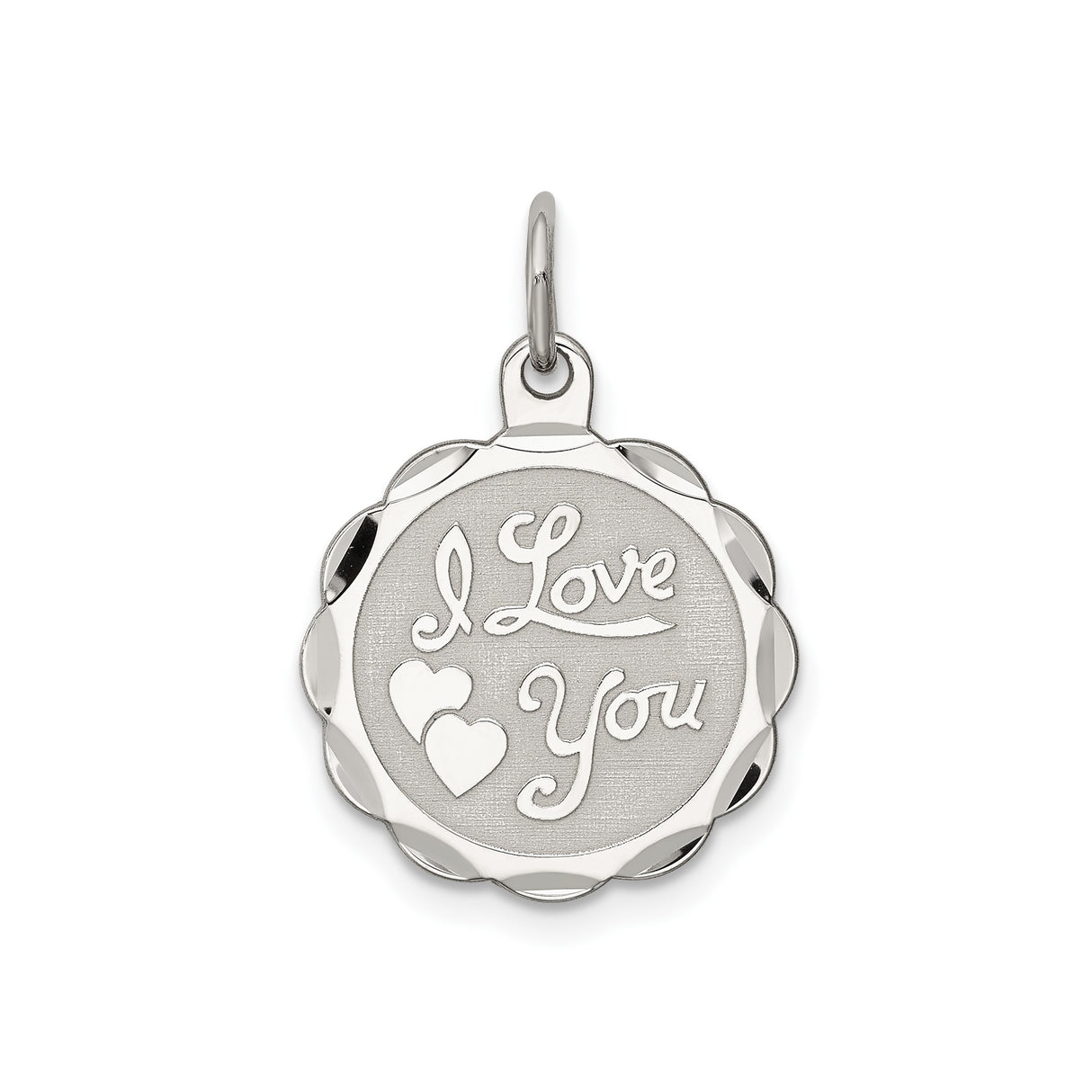 Sterling Silver Pendant with I Love You Phrase and Two Hearts, Romantic Charm for Women