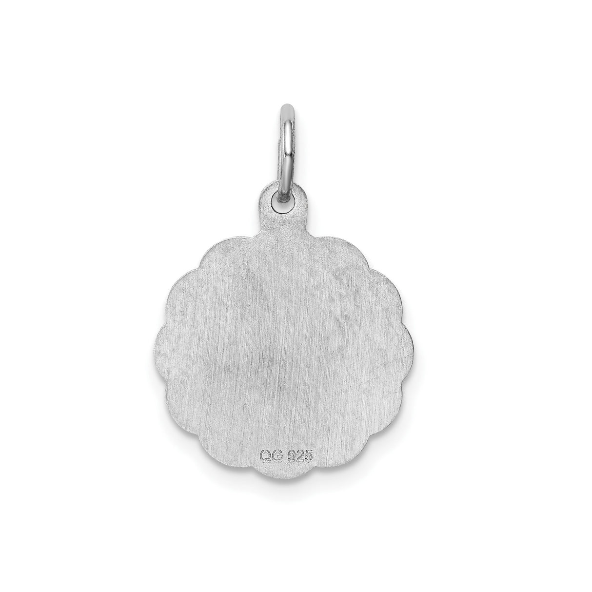Sterling Silver Heart Pendant with Polished Center and Scalloped Edge, Memorial Keepsake for Women
