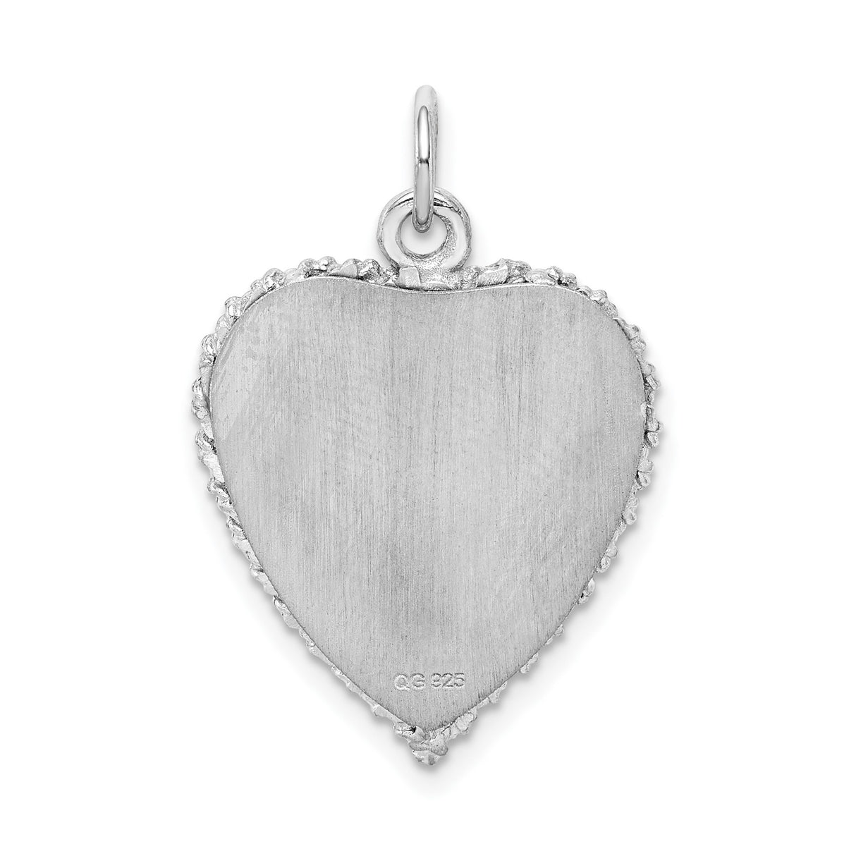 Sterling Silver Heart Pendant with Happy Anniversary Engraving and Etched Border