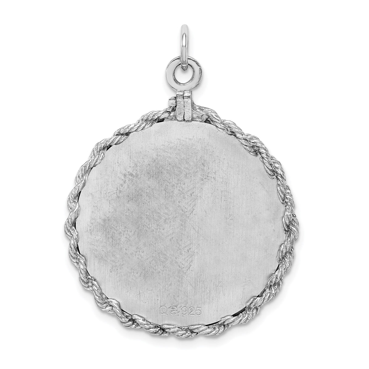 Sterling Silver 25th Anniversary Pendant with Twisted Rope Border and Etched Disc Charm