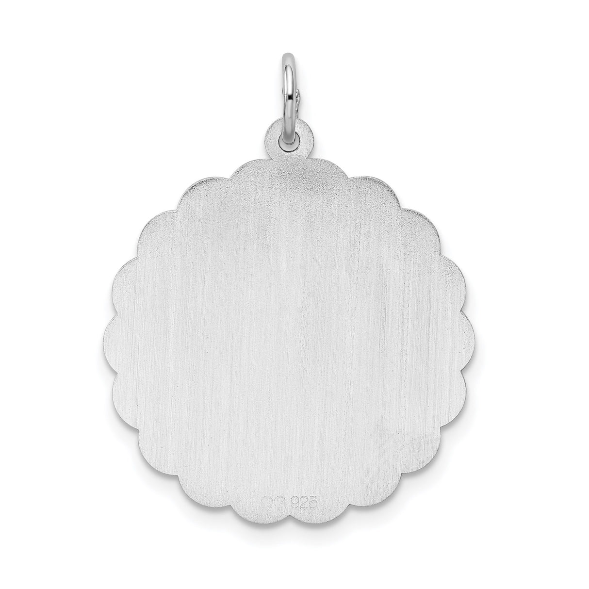 Sterling Silver Happy Anniversary Pendant with Scalloped Edge, Romantic Keepsake Charm