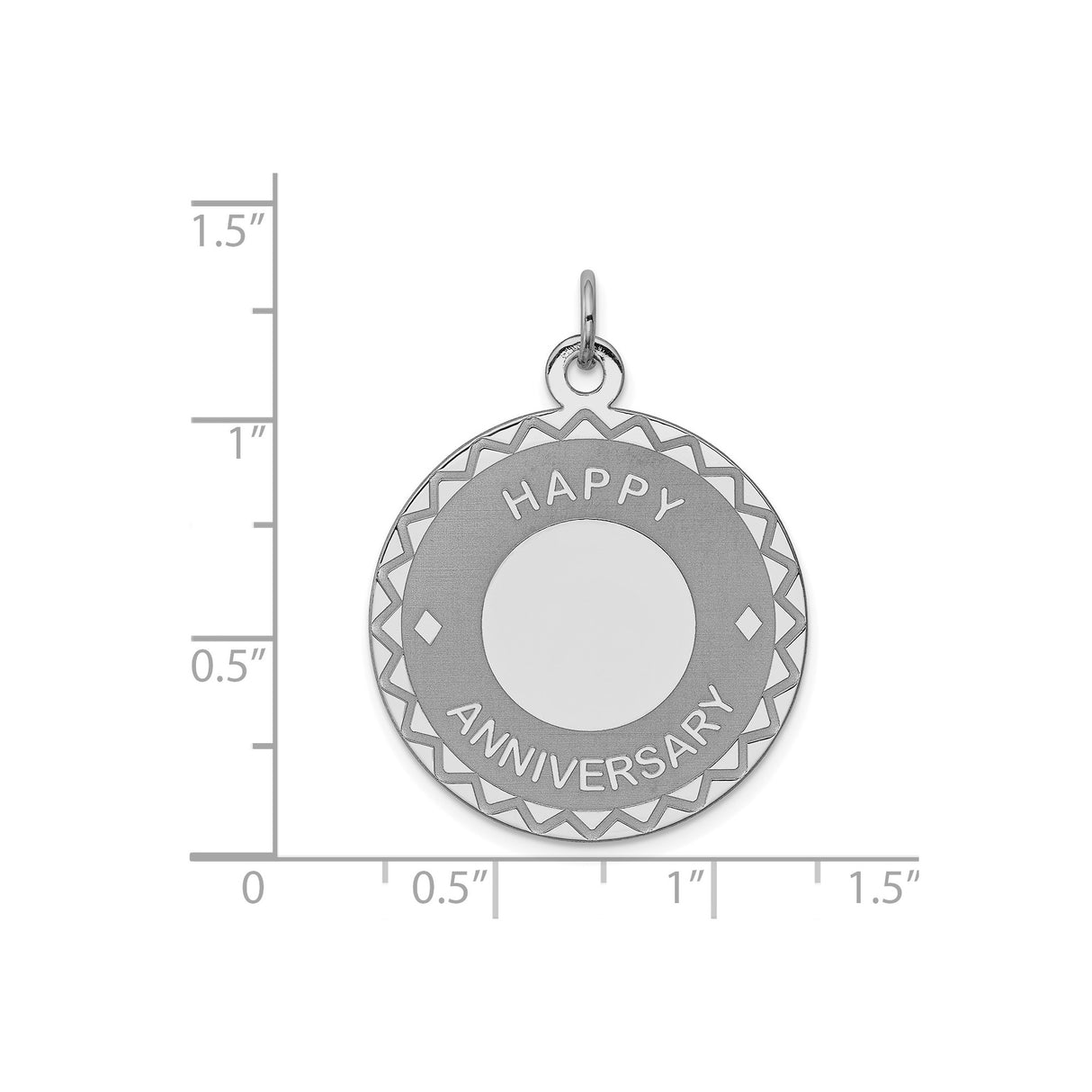 Sterling Silver Anniversary Pendant with Geometric Border, Round Medallion Design