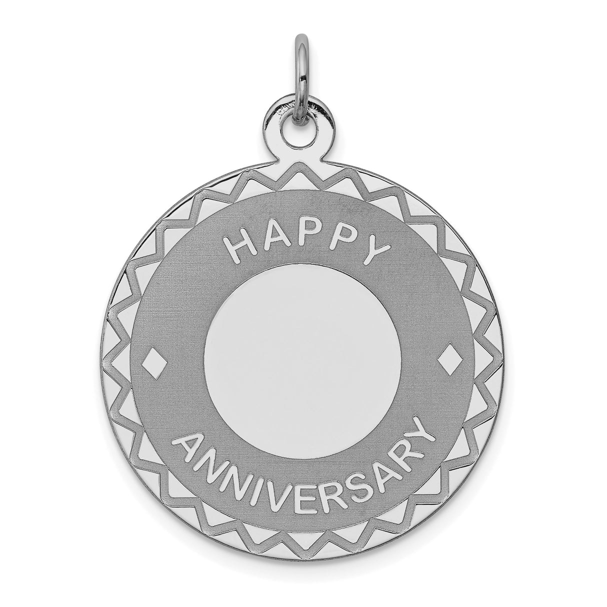 Sterling Silver Anniversary Pendant with Geometric Border, Round Medallion Design