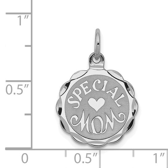 Sterling Silver Pendant with Heart Disc Charm, Mom Love Keepsake Jewelry for Women