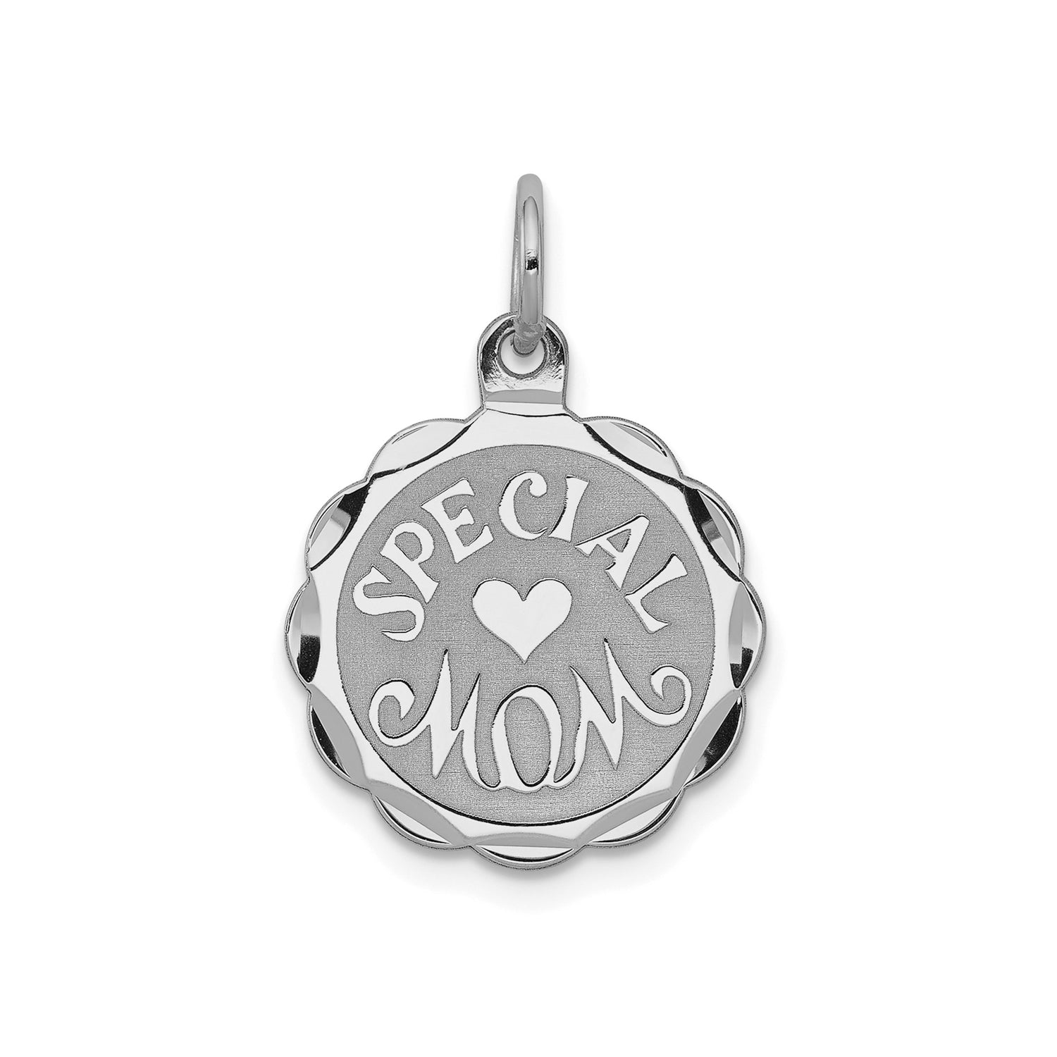 Sterling Silver Pendant with Heart Disc Charm, Mom Love Keepsake Jewelry for Women
