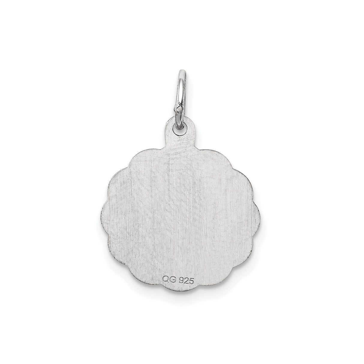 Sterling Silver Mom Pendant Charm with Scalloped Edge and Bold #1 Mom Lettering