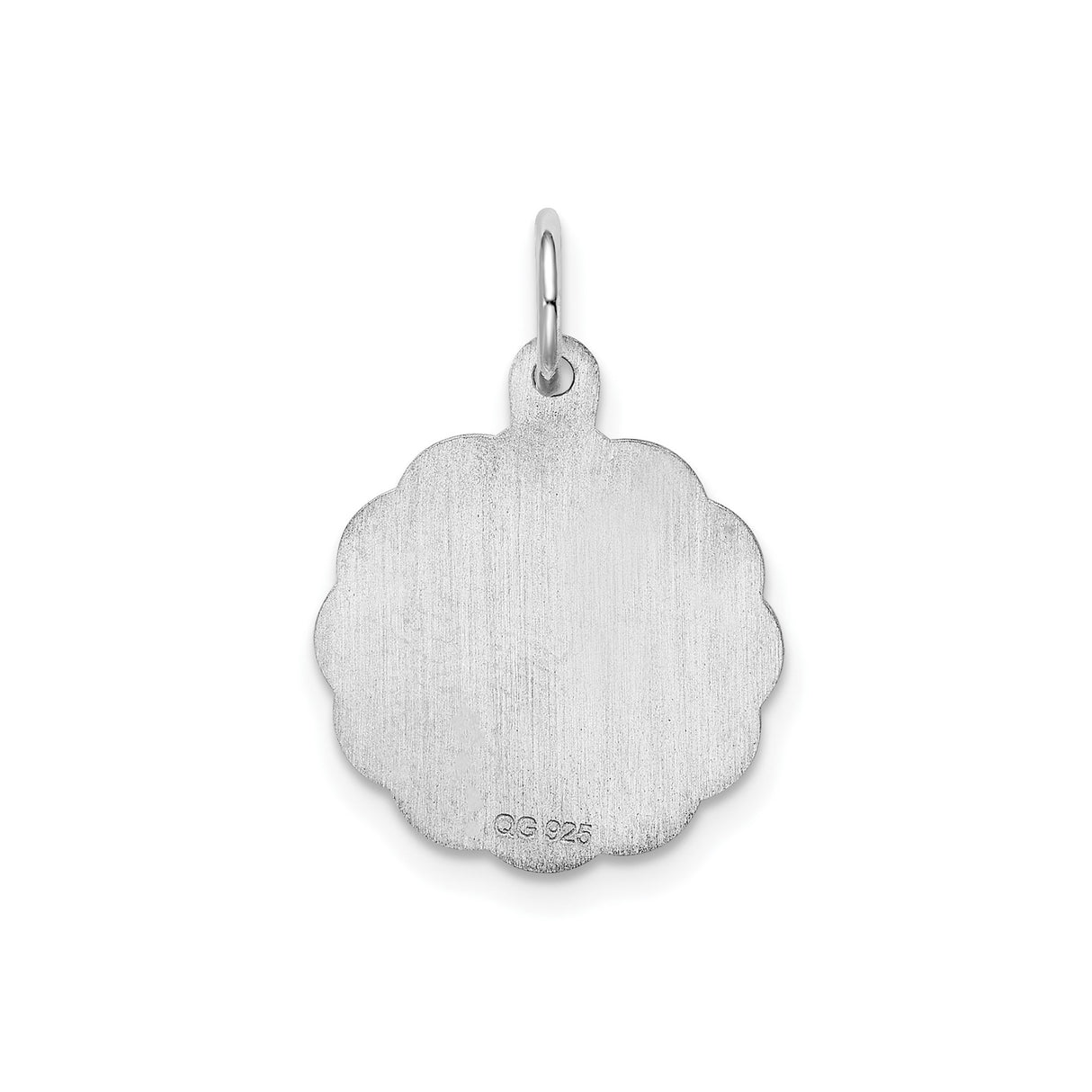 Sterling Silver Round Pendant with Scalloped Edges, Friendship Charm for Women or Unisex