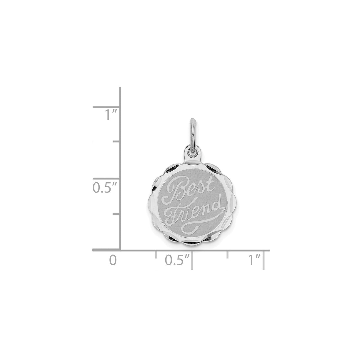 Sterling Silver Round Pendant with Scalloped Edges, Friendship Charm for Women or Unisex