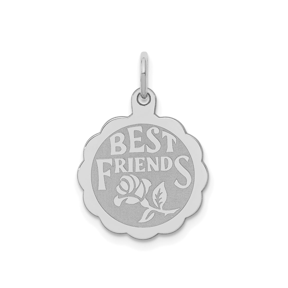 Sterling Silver Friends Pendant with Rose Engraving, Symbolic Friendship Jewelry for Women or Girls