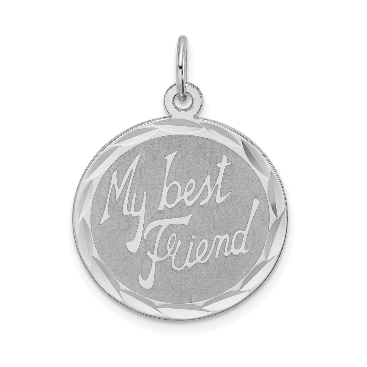Sterling Silver Friendship Pendant with Brushed Center and Polished Edge