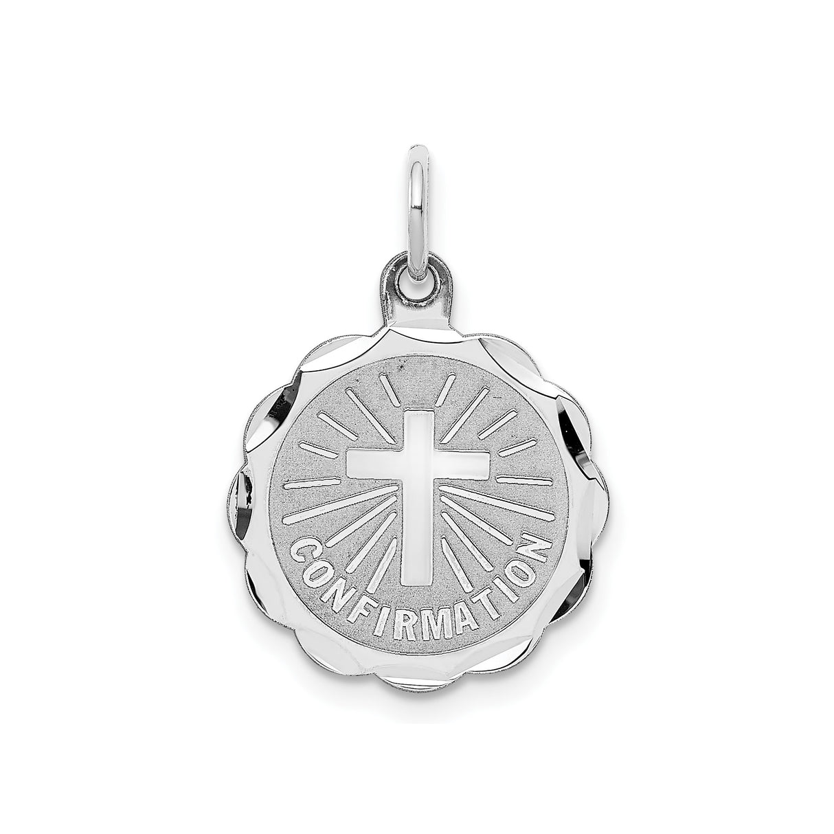 Sterling Silver Confirmation Pendant with Christian Cross and Radiant Lines