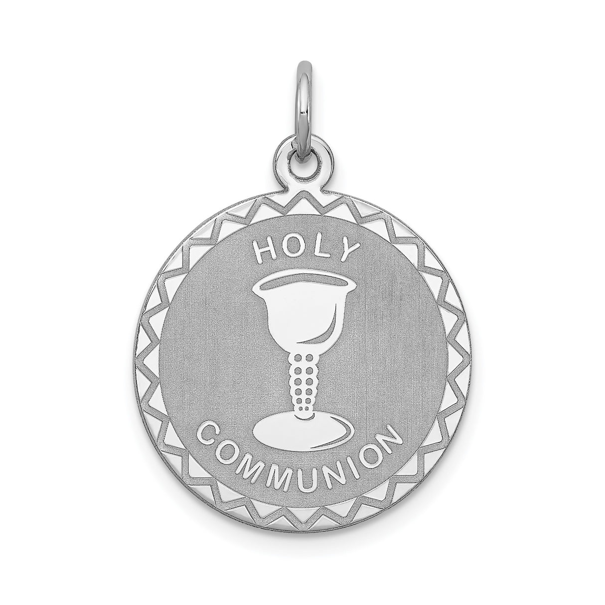 Sterling Silver Holy Communion Pendant with Chalice Engraving, Catholic Medal for Boys or Girls