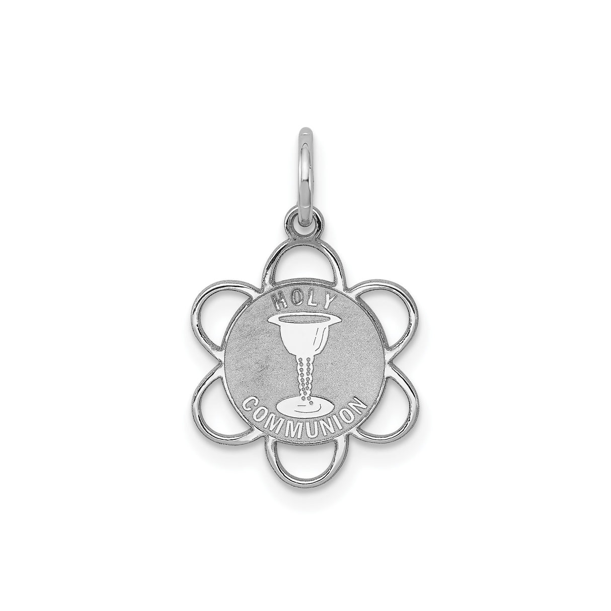 Sterling Silver Communion Pendant with Chalice Symbol, Catholic Religious Medal Charm