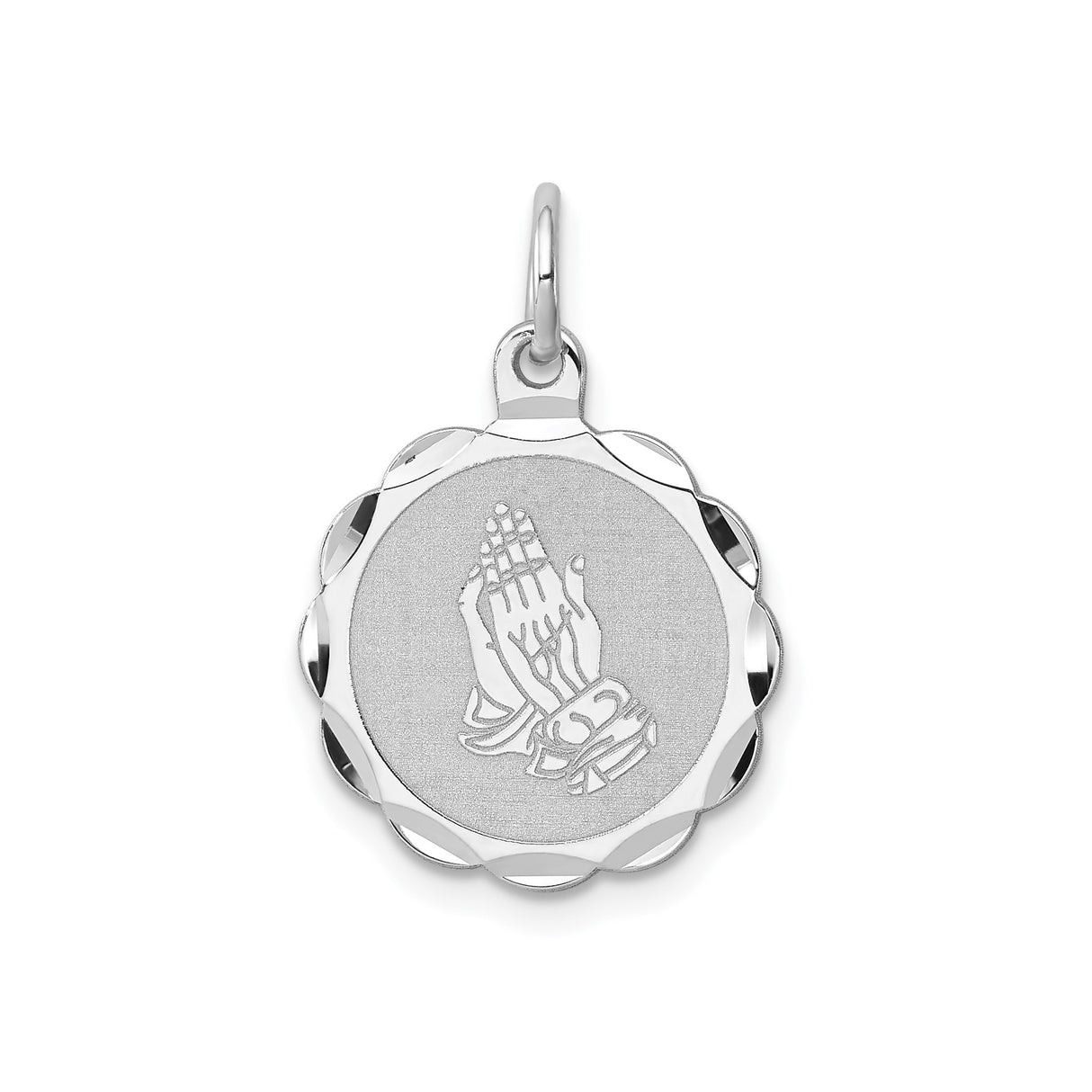 Sterling Silver Pendant with Praying Hands, Christian Faith and Devotion Medal