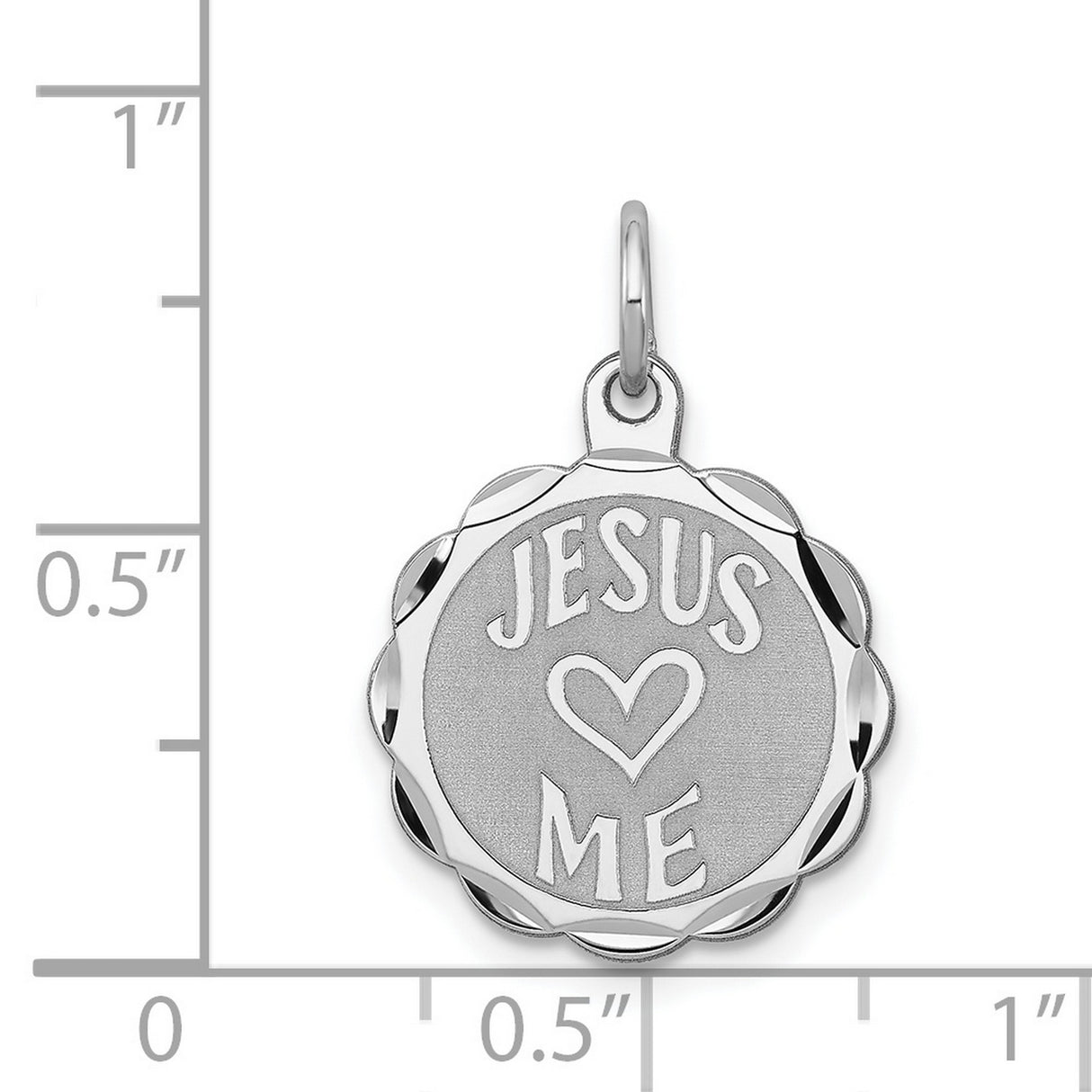 Jesus Loves Me Disc Charm Pendant in Real 925 Sterling Silver