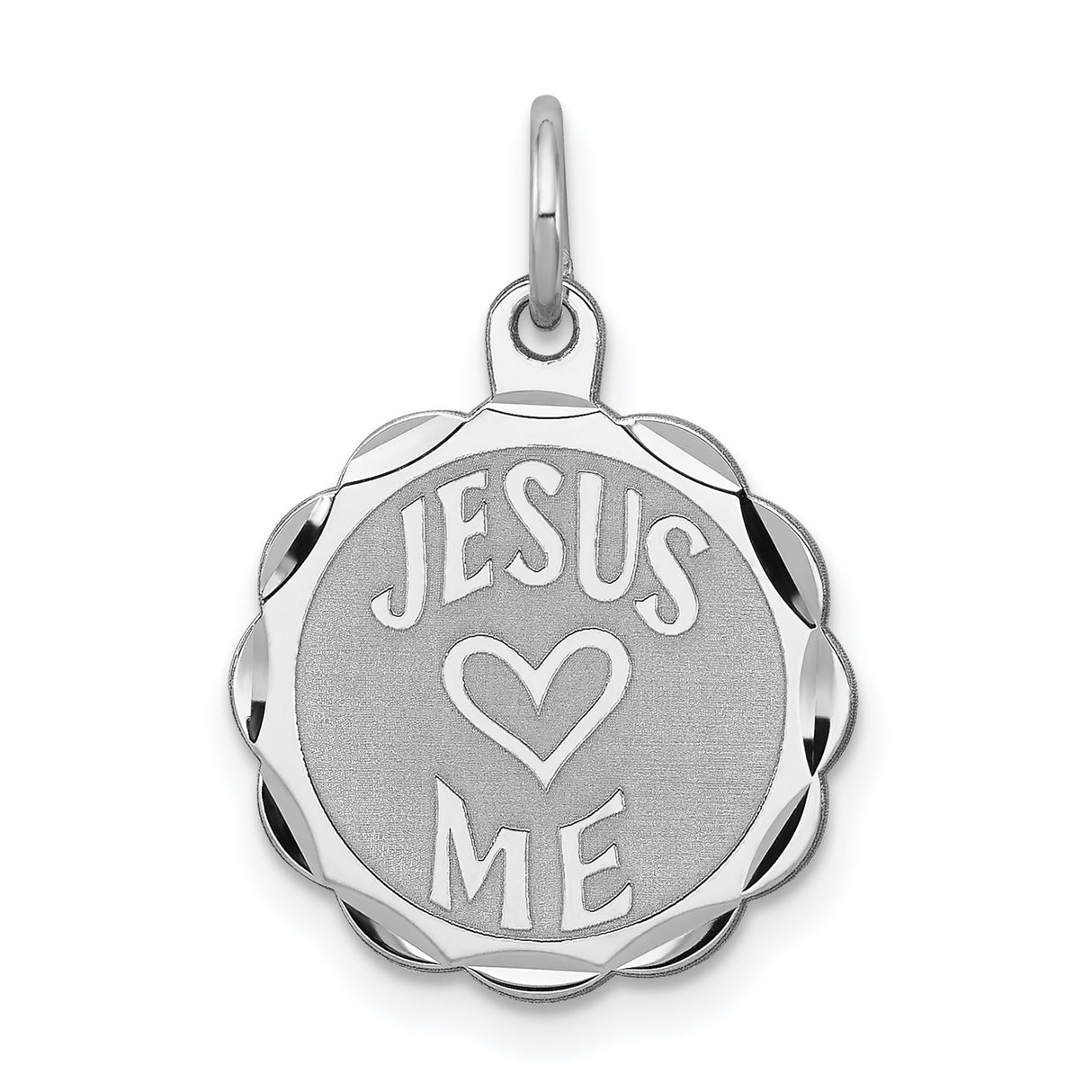 Jesus Loves Me Disc Charm Pendant in Real 925 Sterling Silver