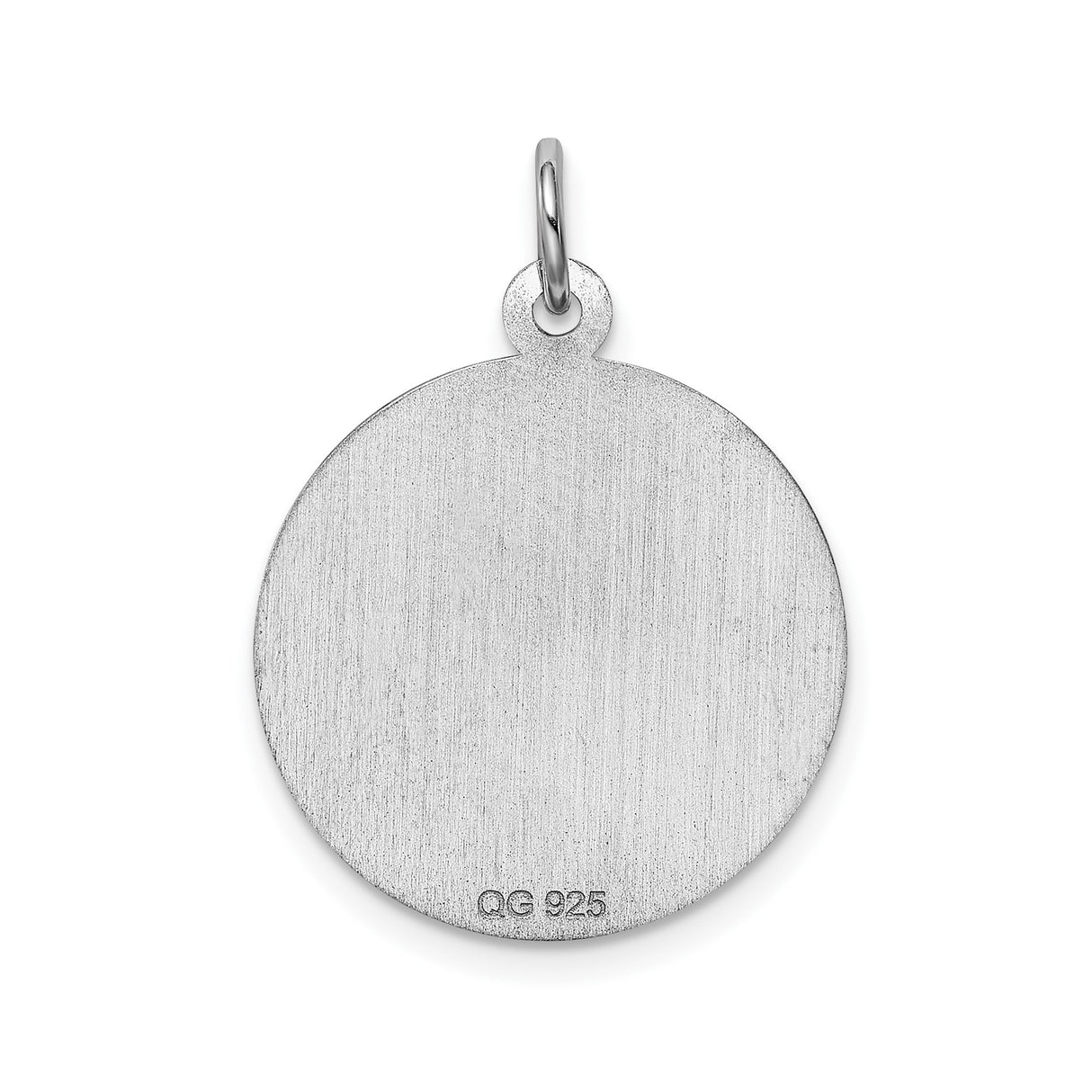 Sterling Silver Cross Disc Pendant with Satin Finish and Beveled Edge Religious Charm