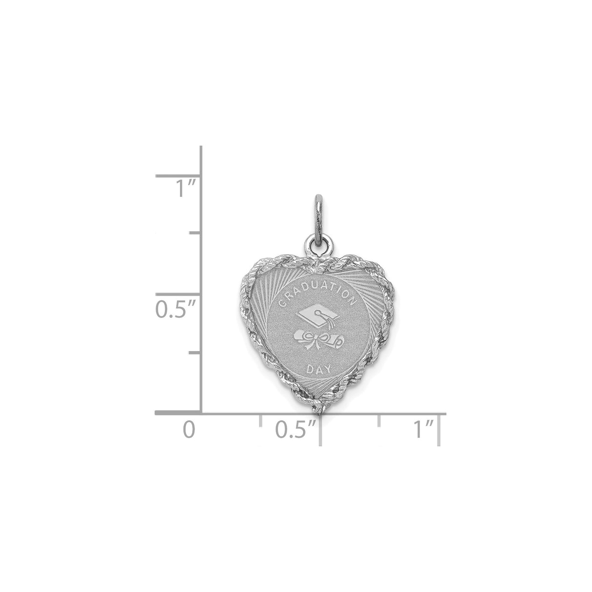 Sterling Silver Heart Pendant with Graduation Cap and Diploma Design for Women