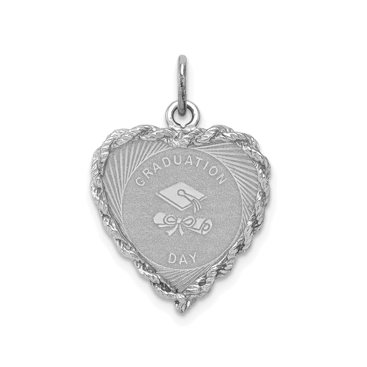 Sterling Silver Heart Pendant with Graduation Cap and Diploma Design for Women
