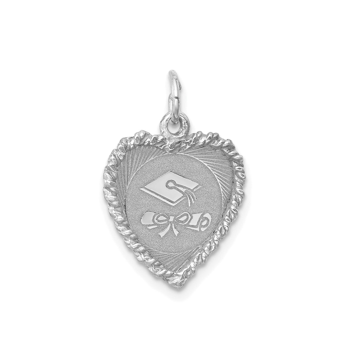 Sterling Silver Heart Pendant with Graduation Cap and Diploma Design
