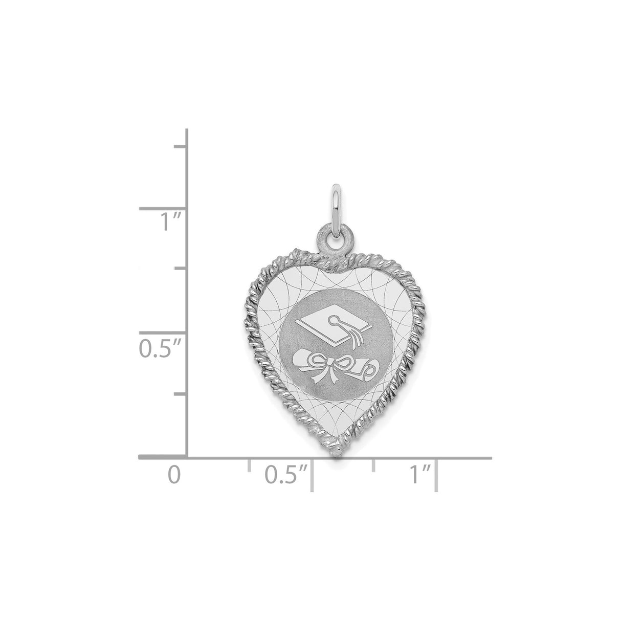 Sterling Silver Graduation Pendant with Heart Shape, Cap and Diploma Design for Women