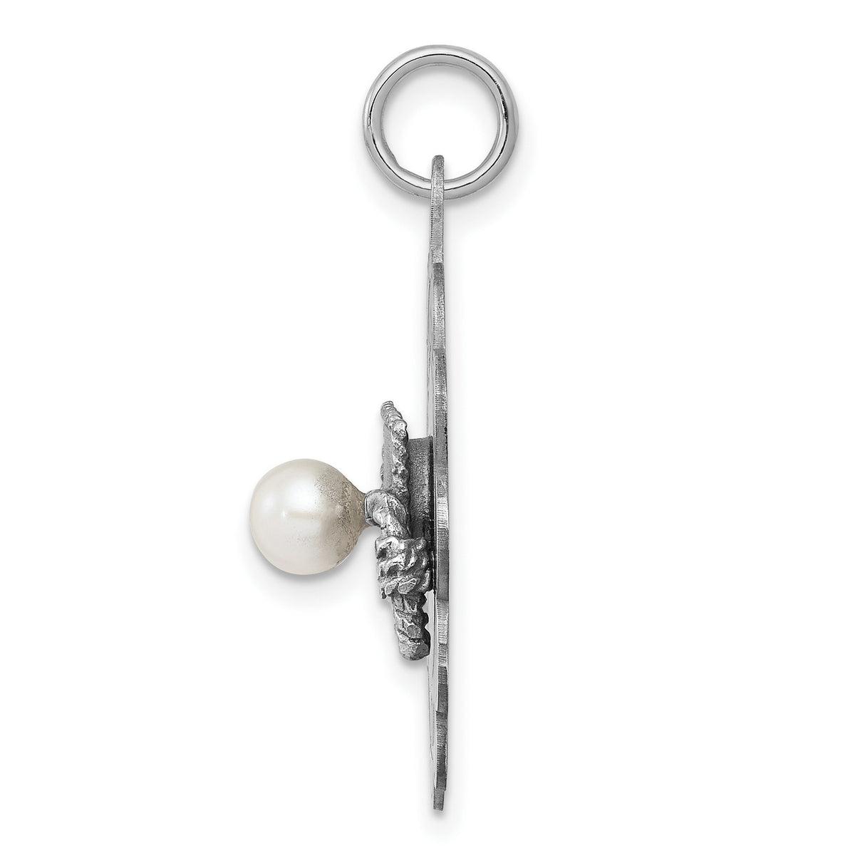 Graduation Day Words with Pearl Tassel on Flower Shaped Charm Pendant in Real 925 Sterling Silver
