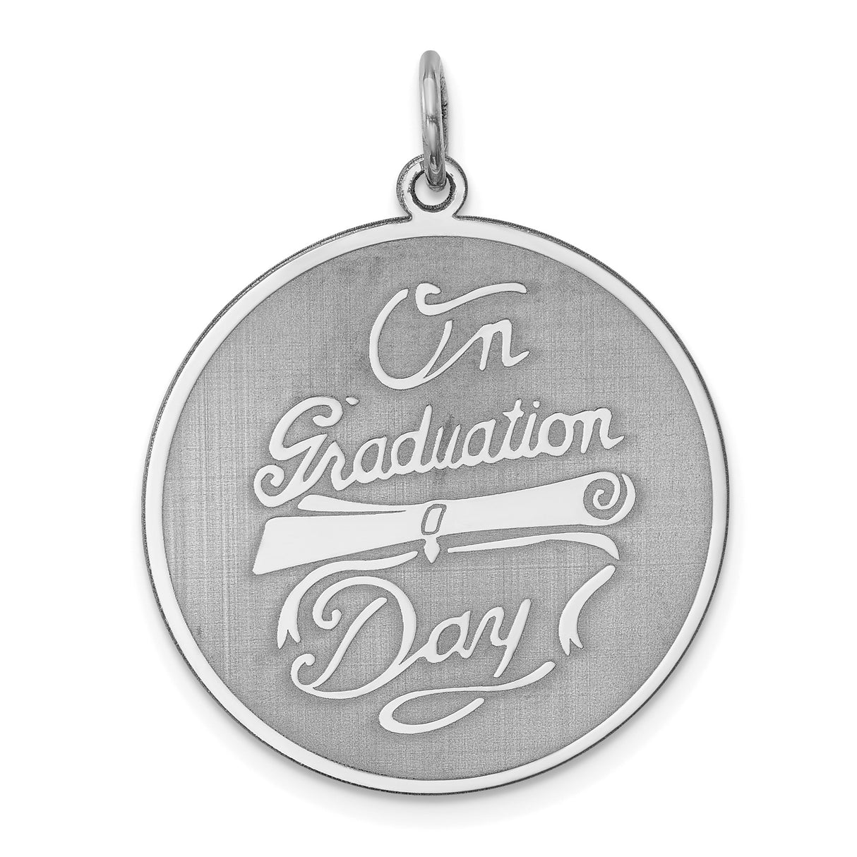 Sterling Silver Graduation Pendant with Diploma Scroll and Script Design